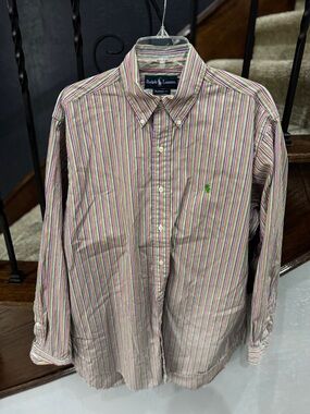 Large Ralph Lauren Striped Button-Down Shirt - Multi-Color Classic fit